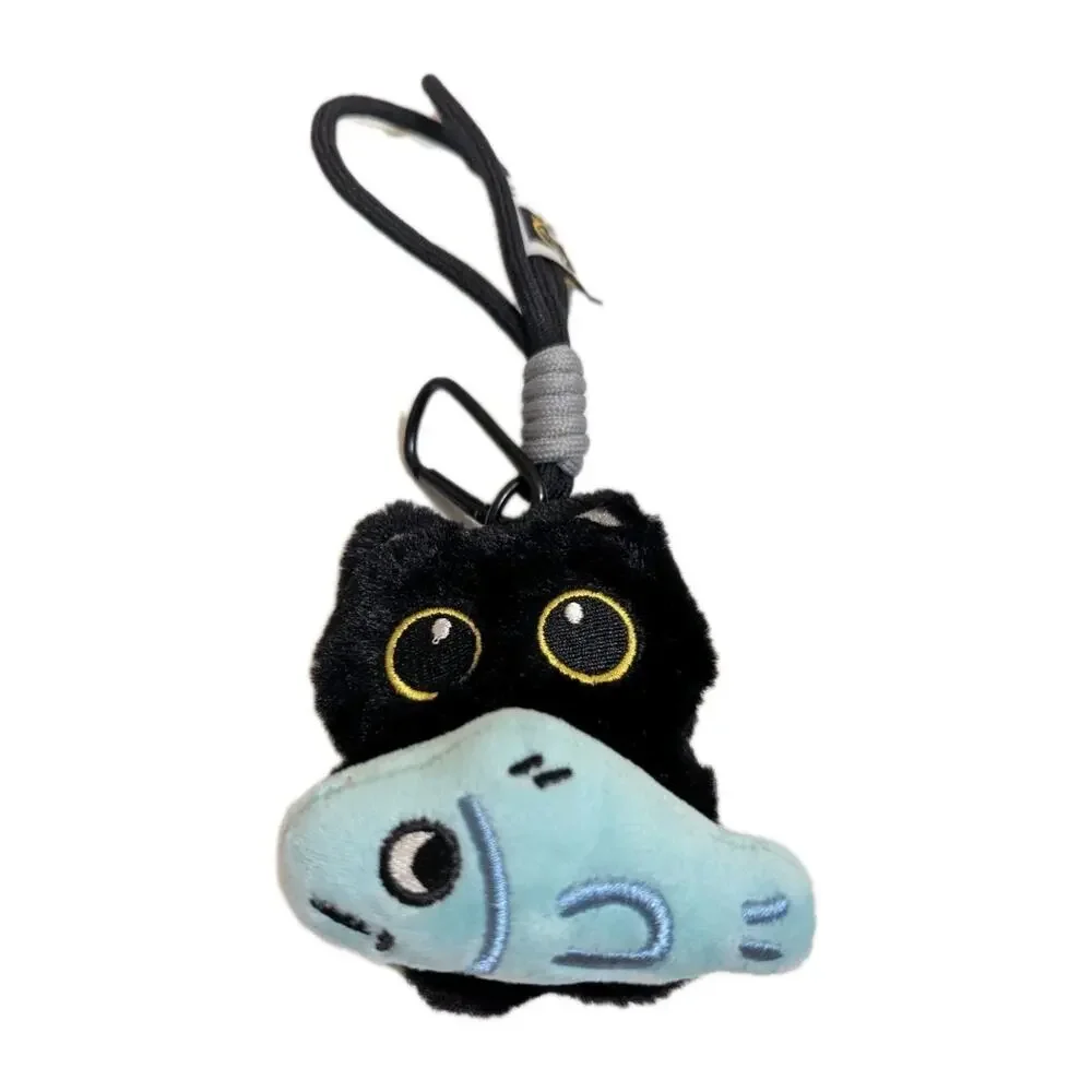 Plush Cat Blue Fish Keychain Bag Pendant Doll Backpack Charm Accessory Gift